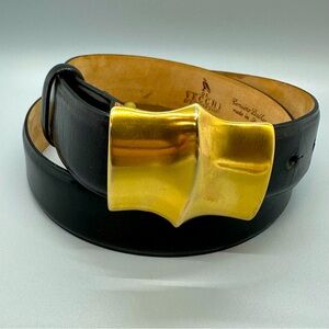 De Vecchi By Hamilton Hodge Black Leather Belt- Made in Italy- Small Vintage